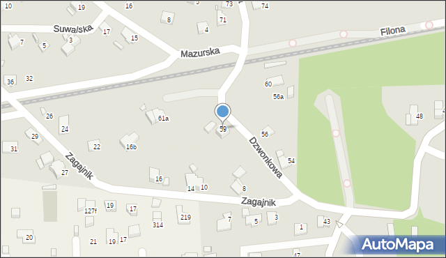 Bielsko-Biała, Dzwonkowa, 59, mapa Bielsko-Białej