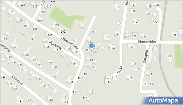 Bielsko-Biała, Dzwonkowa, 96a, mapa Bielsko-Białej