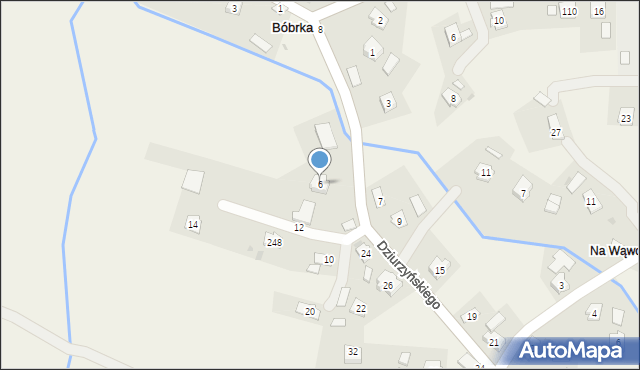 Bóbrka, Dziurzyńskiego Antoniego, ks., 6, mapa Bóbrka