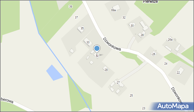 Budy Michałowskie, Dzwonkowa, 31, mapa Budy Michałowskie