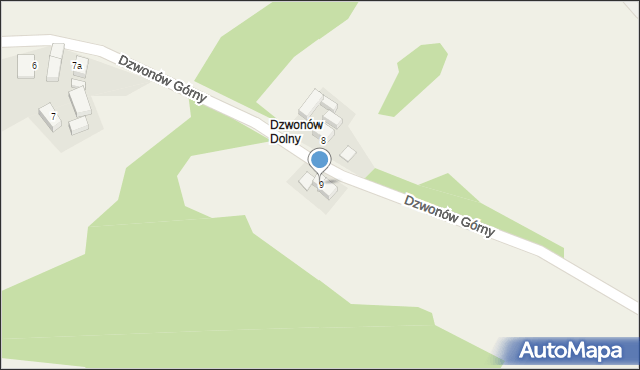 Budziwojów, Dzwonów Dolny, 9, mapa Budziwojów