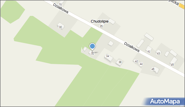 Chudolipie, Działkowa, 32, mapa Chudolipie