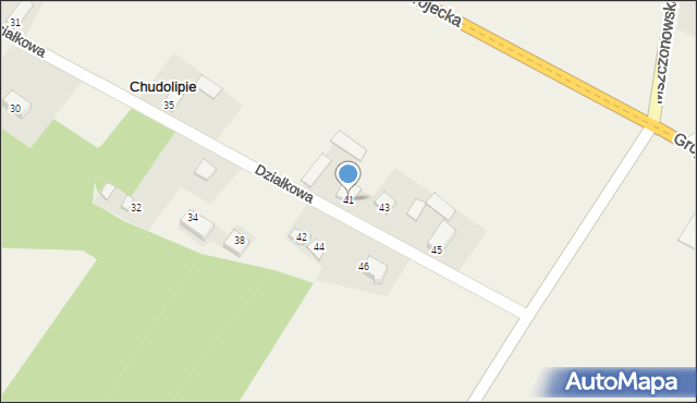 Chudolipie, Działkowa, 41, mapa Chudolipie