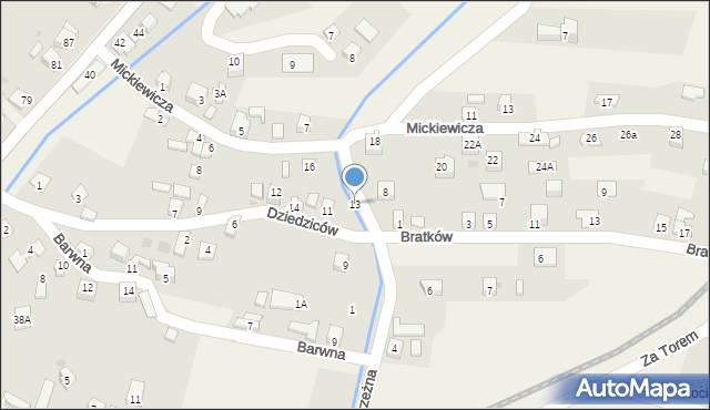 Cięcina, Dziedziców, 13, mapa Cięcina