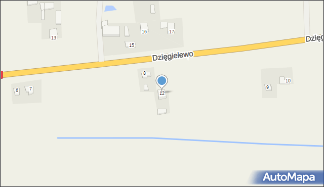 Czerwonka, Dzięgielewo, 12, mapa Czerwonka