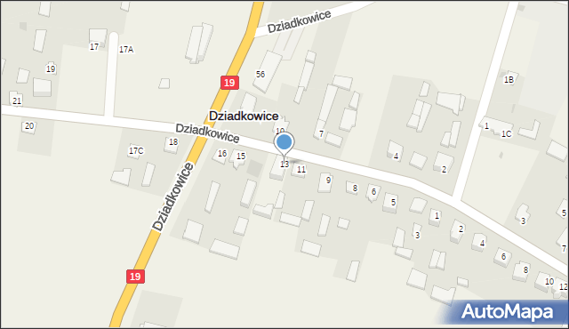 Dziadkowice, Dziadkowice, 13, mapa Dziadkowice