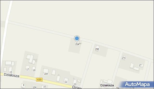 Działosza, Działosza, 21a, mapa Działosza