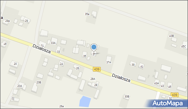 Działosza, Działosza, 37, mapa Działosza