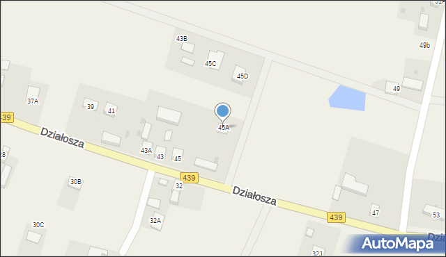 Działosza, Działosza, 45A, mapa Działosza