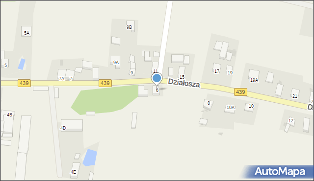 Działosza, Działosza, 6, mapa Działosza