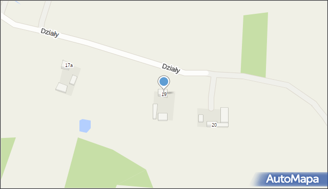 Działy, Działy, 19, mapa Działy