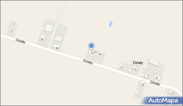 Działy, Działy, 4, mapa Działy