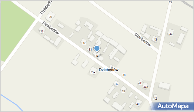 Dziebędów, Dziebędów, 34, mapa Dziebędów