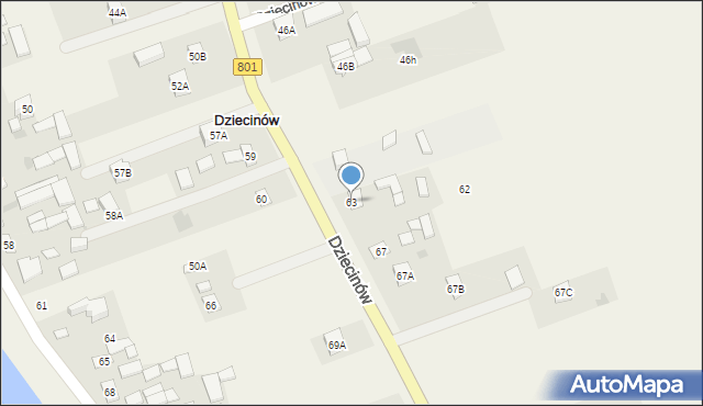 Dziecinów, Dziecinów, 63, mapa Dziecinów