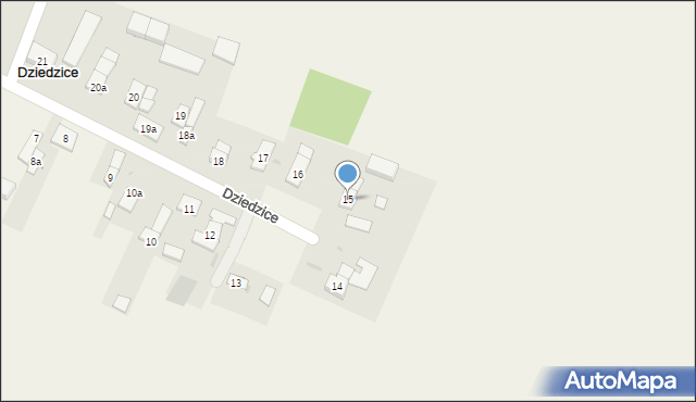 Dziedzice, Dziedzice, 15, mapa Dziedzice