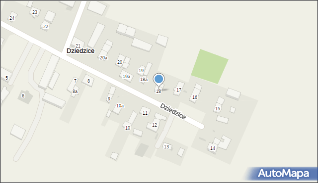 Dziedzice, Dziedzice, 18, mapa Dziedzice