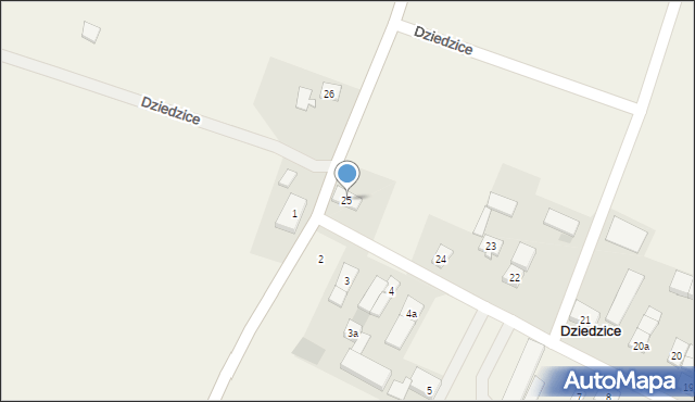 Dziedzice, Dziedzice, 25, mapa Dziedzice