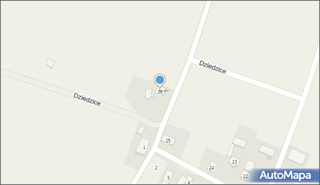 Dziedzice, Dziedzice, 26, mapa Dziedzice