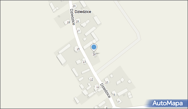 Dziedzice, Dziedzice, 14, mapa Dziedzice