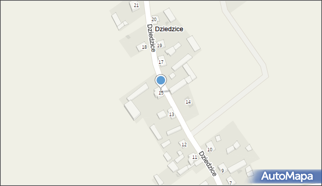 Dziedzice, Dziedzice, 15, mapa Dziedzice