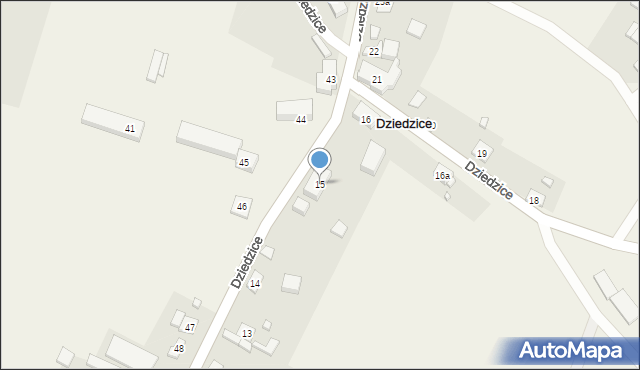 Dziedzice, Dziedzice, 15, mapa Dziedzice