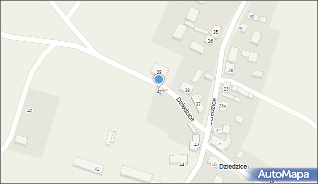 Dziedzice, Dziedzice, 42, mapa Dziedzice