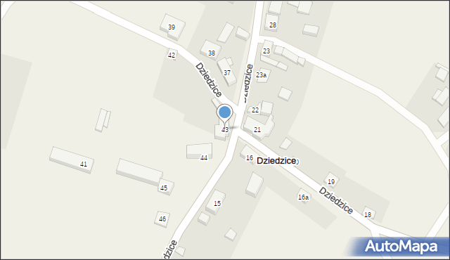 Dziedzice, Dziedzice, 43, mapa Dziedzice