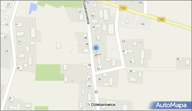 Dziekanowice, Dziekanowice, 45, mapa Dziekanowice