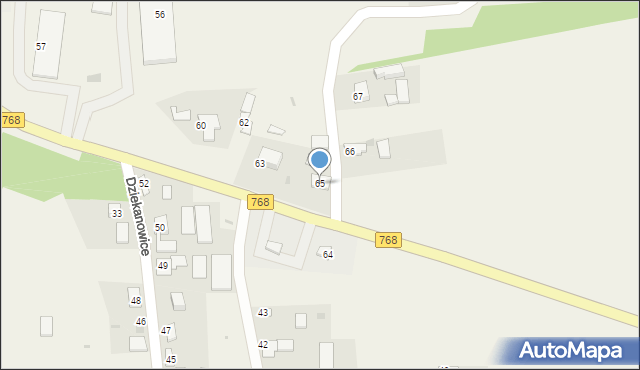 Dziekanowice, Dziekanowice, 65, mapa Dziekanowice