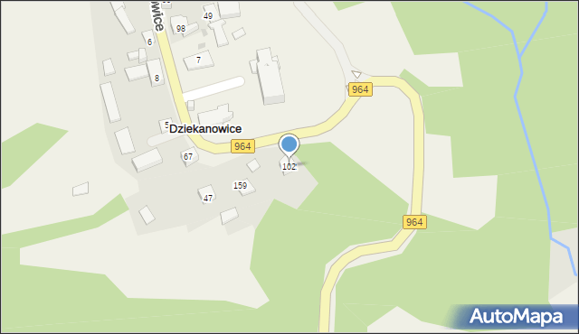 Dziekanowice, Dziekanowice, 102, mapa Dziekanowice