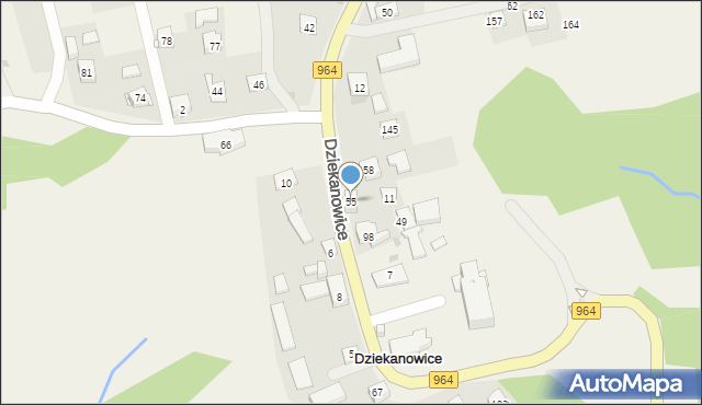 Dziekanowice, Dziekanowice, 55, mapa Dziekanowice