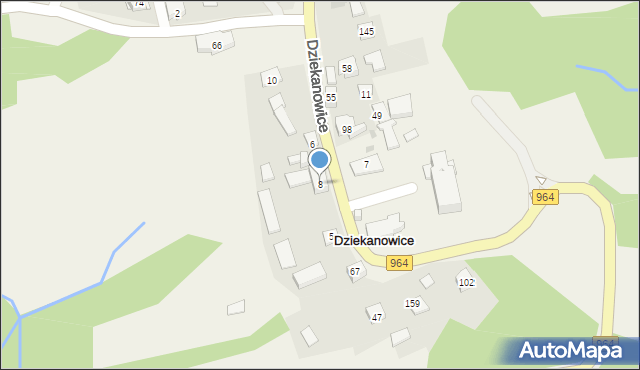 Dziekanowice, Dziekanowice, 8, mapa Dziekanowice