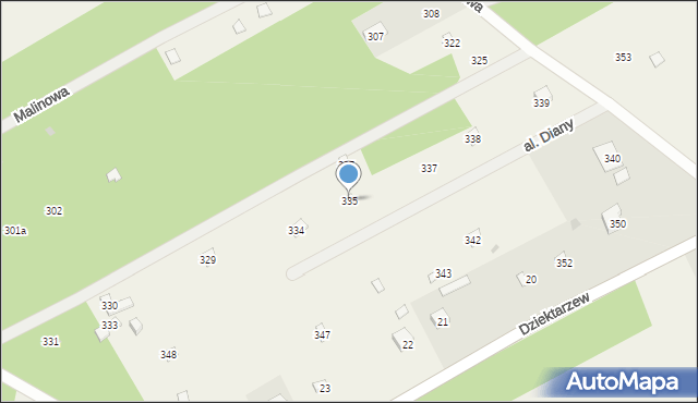 Dziektarzew, Dziektarzew, 335, mapa Dziektarzew