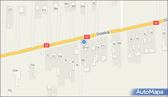 Dzielna, Dzielna, 37, mapa Dzielna