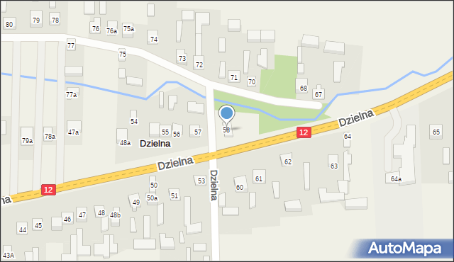 Dzielna, Dzielna, 58, mapa Dzielna