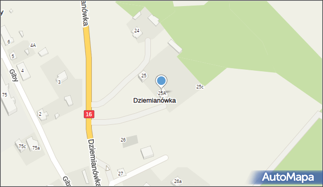 Dziemianówka, Dziemianówka, 25A, mapa Dziemianówka