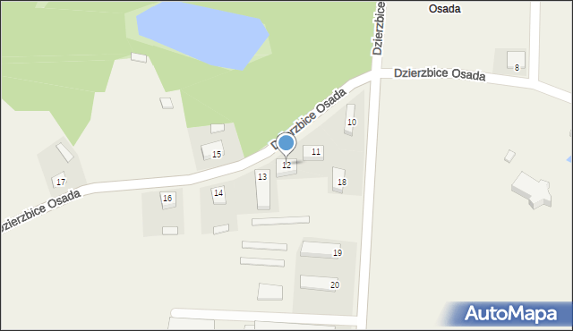 Dzierzbice Osada, Dzierzbice Osada, 12, mapa Dzierzbice Osada