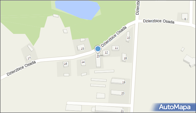 Dzierzbice Osada, Dzierzbice Osada, 13, mapa Dzierzbice Osada