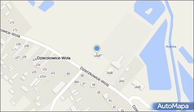 Dzierzkowice-Wola, Dzierzkowice-Wola, 104A, mapa Dzierzkowice-Wola