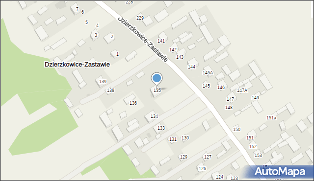 Dzierzkowice-Zastawie, Dzierzkowice-Zastawie, 135, mapa Dzierzkowice-Zastawie