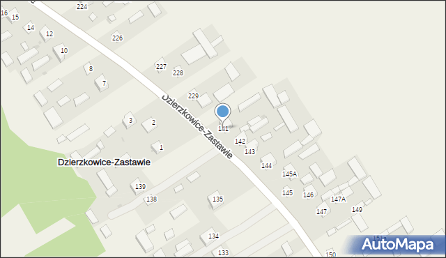 Dzierzkowice-Zastawie, Dzierzkowice-Zastawie, 141, mapa Dzierzkowice-Zastawie