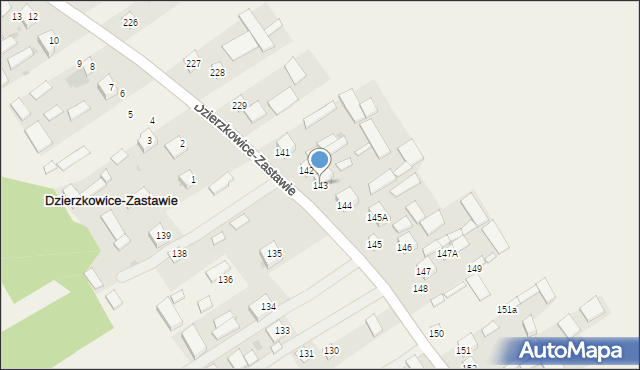 Dzierzkowice-Zastawie, Dzierzkowice-Zastawie, 143, mapa Dzierzkowice-Zastawie