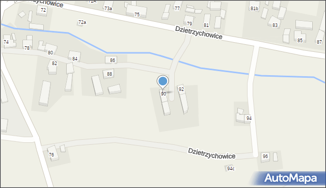Dzietrzychowice, Dzietrzychowice, 90, mapa Dzietrzychowice