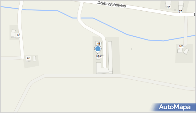 Dzietrzychowice, Dzietrzychowice, 98A, mapa Dzietrzychowice