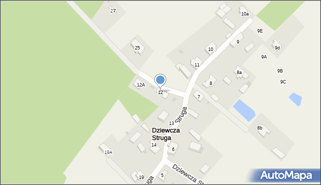 Dziewcza Struga, Dziewcza Struga, 12, mapa Dziewcza Struga