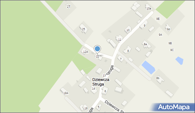 Dziewcza Struga, Dziewcza Struga, 12, mapa Dziewcza Struga