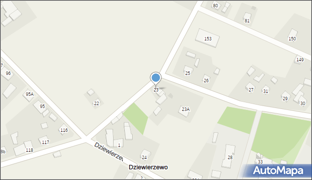 Dziewierzewo, Dziewierzewo, 23, mapa Dziewierzewo