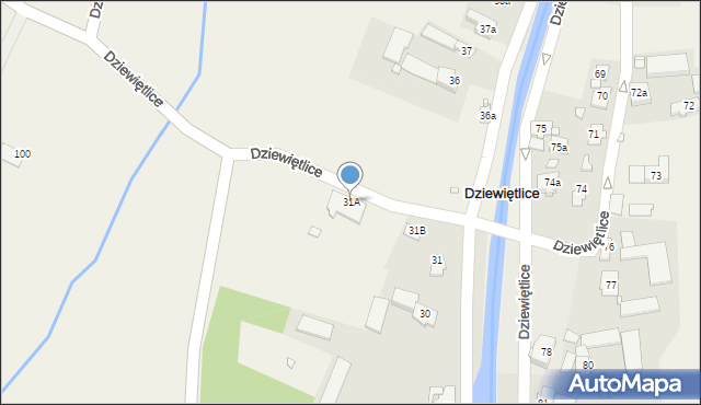 Dziewiętlice, Dziewiętlice, 31A, mapa Dziewiętlice