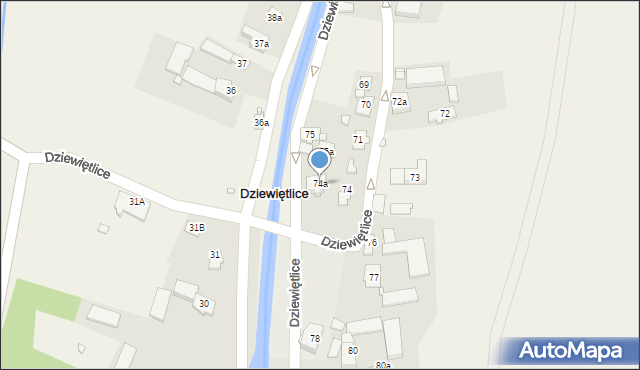 Dziewiętlice, Dziewiętlice, 74a, mapa Dziewiętlice