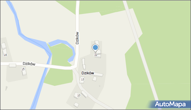 Dzików, Dzików, 12, mapa Dzików